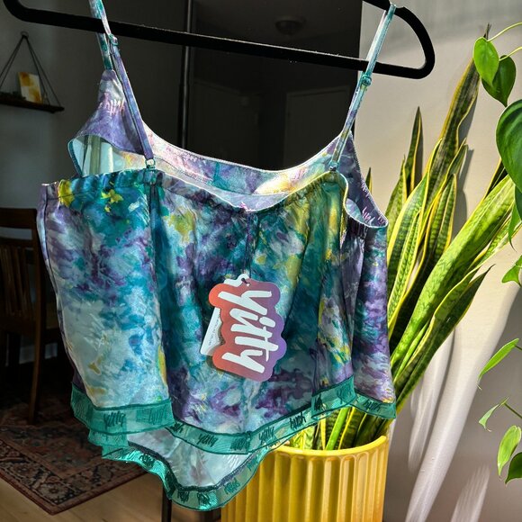 *brand new, set of 2* Yitty Satin Pretty Flowy Camisole AND Short Deep Sea (L) - Picture 12 of 13
